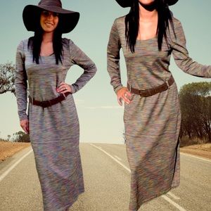 90s Space Dye Dress Long Casual Stretchy Vintage 8